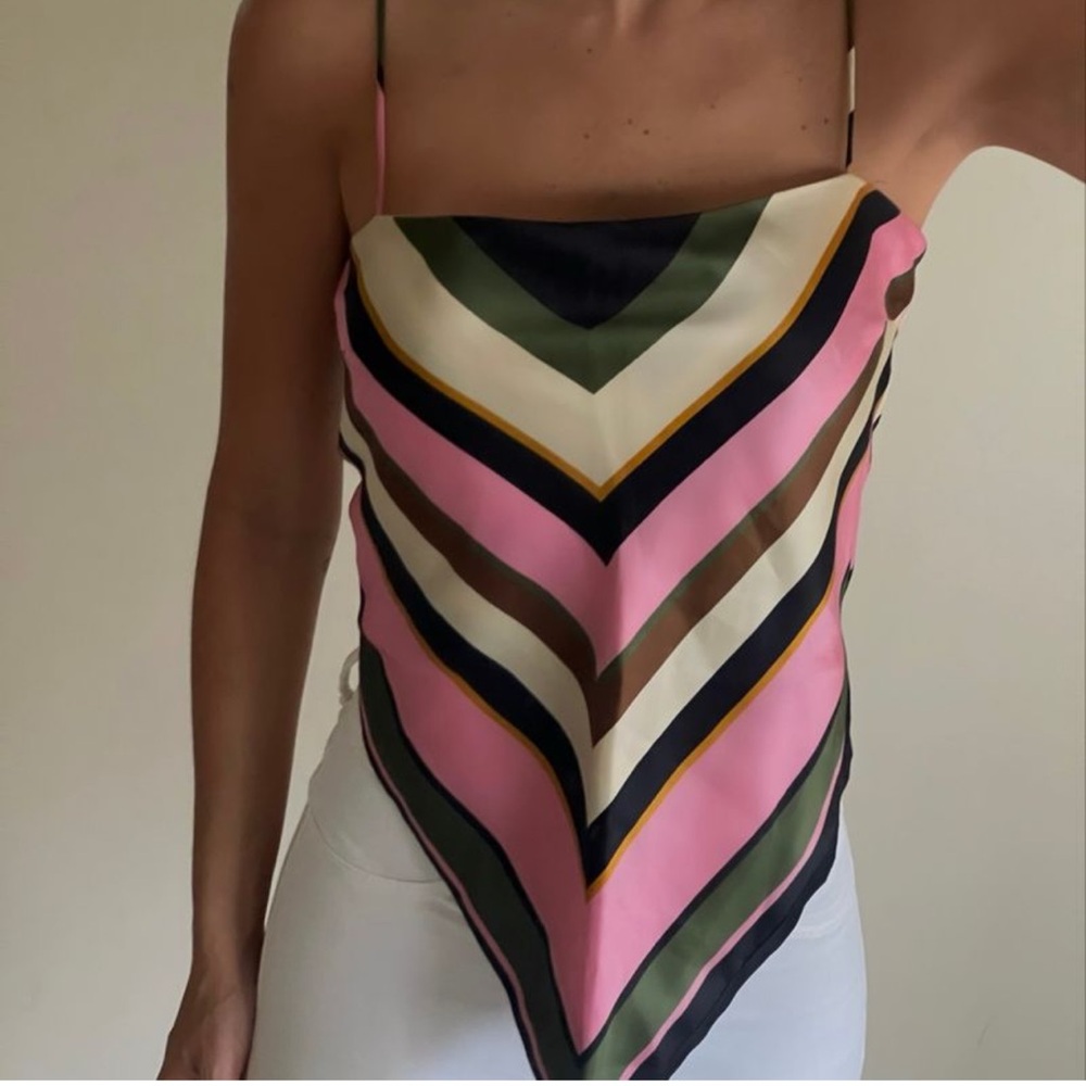ZARA STRIPED SCARF TIE TOP SIZE SMALL
